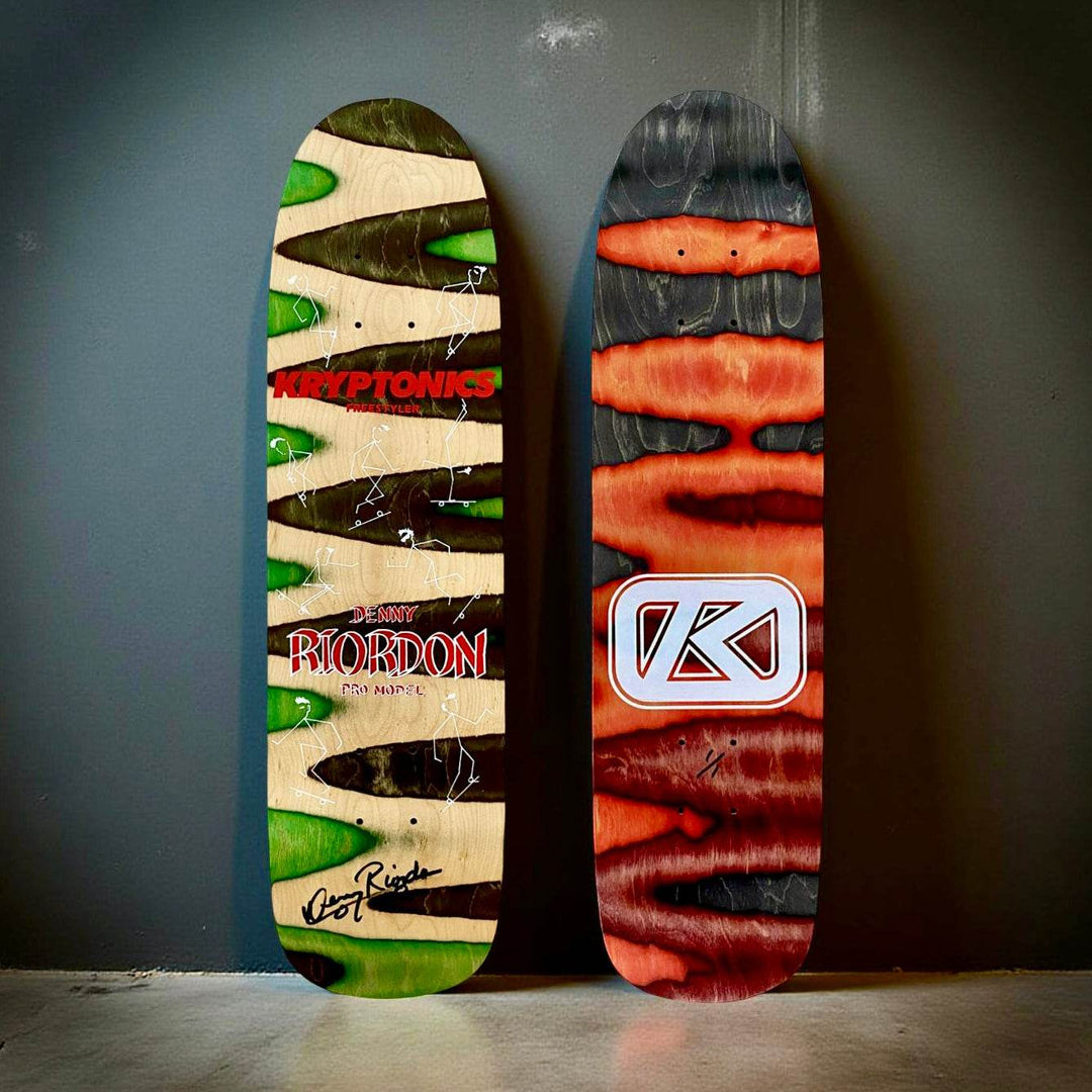 Denny Riordon Stick Man FREESTYLE ONE OF A KIND Deck 7.3” x 27.75” HAND PAINTED & AUTOGRAPHED (1 of 1) - One Revolver Surfboards