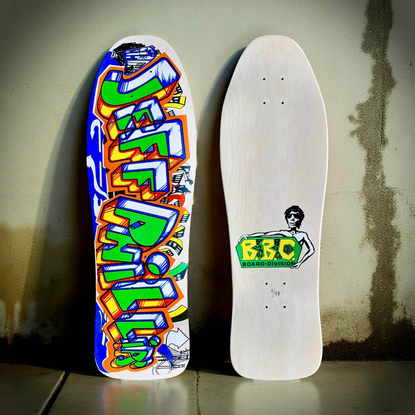 Jeff Phillips GRAFFITI Limited Edition, White HAND PAINTED BBC Deck (1 of 40) - One Revolver Surfboards