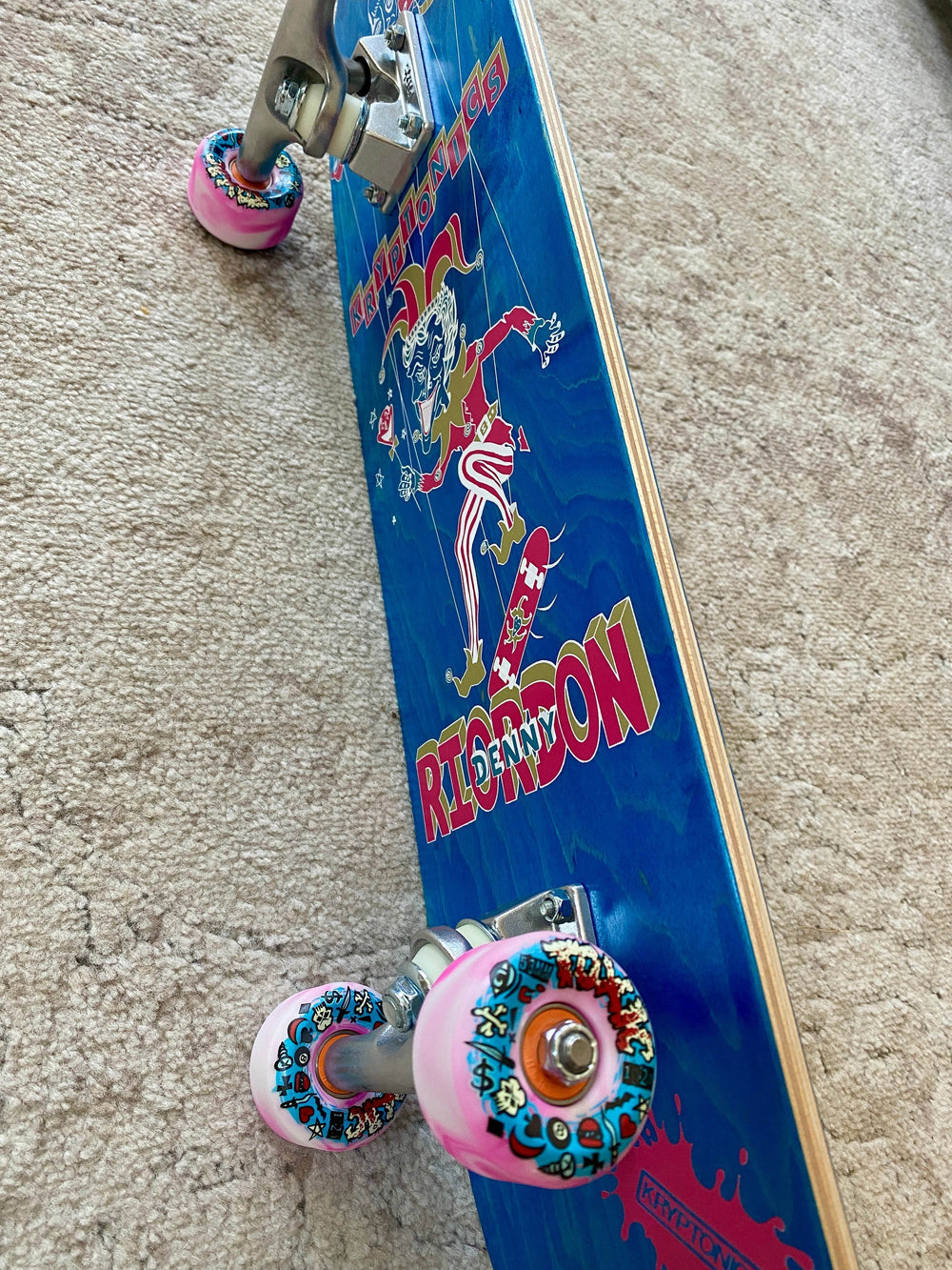 Denny Riordon Jester FREESTYLE Limited Edition 7.3”x28” HAND PAINTED (1 of 15) COMPLETE SKATEBOARD - One Revolver Surfboards