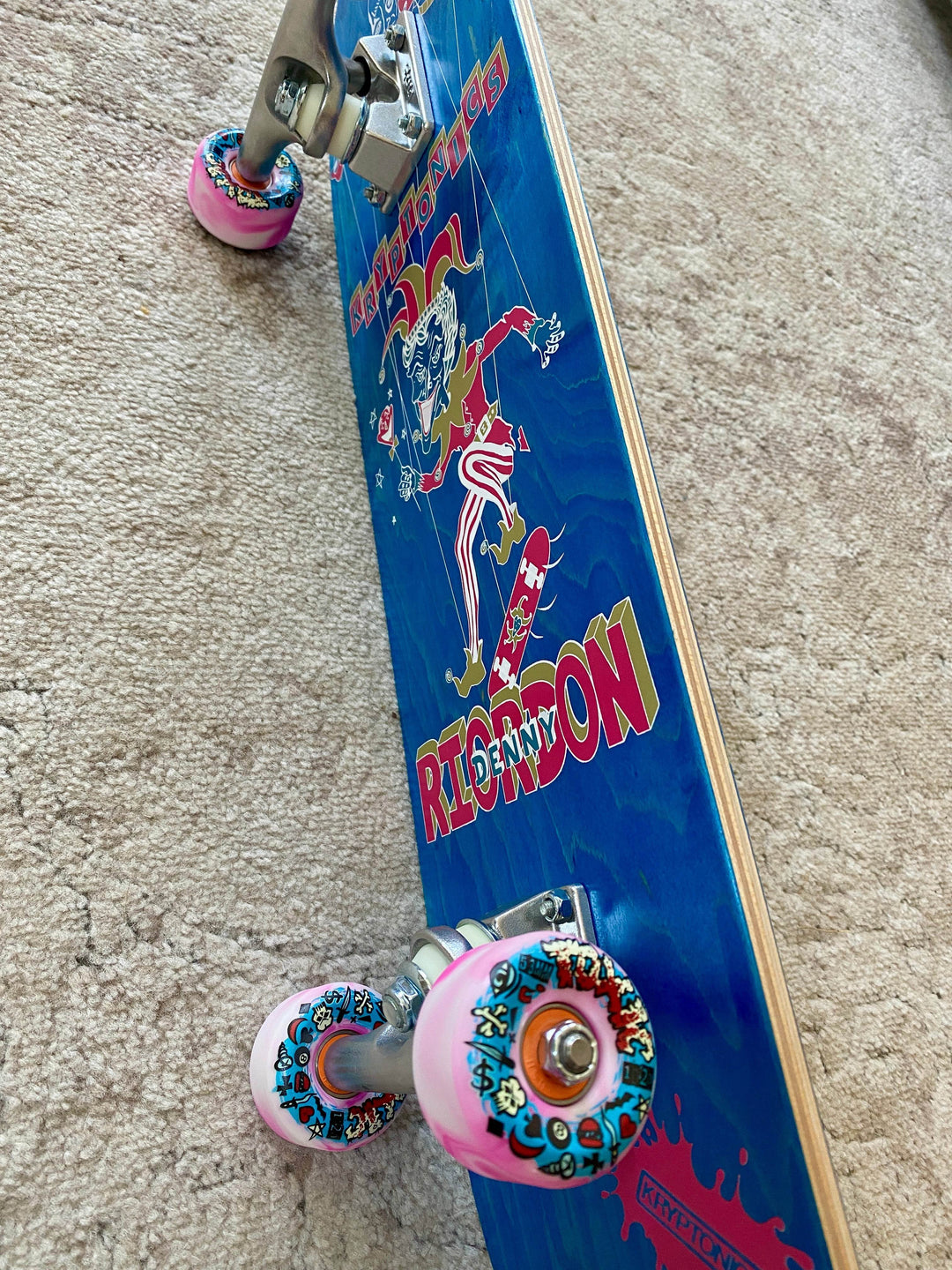 Denny Riordon Jester FREESTYLE Limited Edition 7.3”x28” HAND PAINTED (1 of 15) COMPLETE SKATEBOARD - One Revolver Surfboards