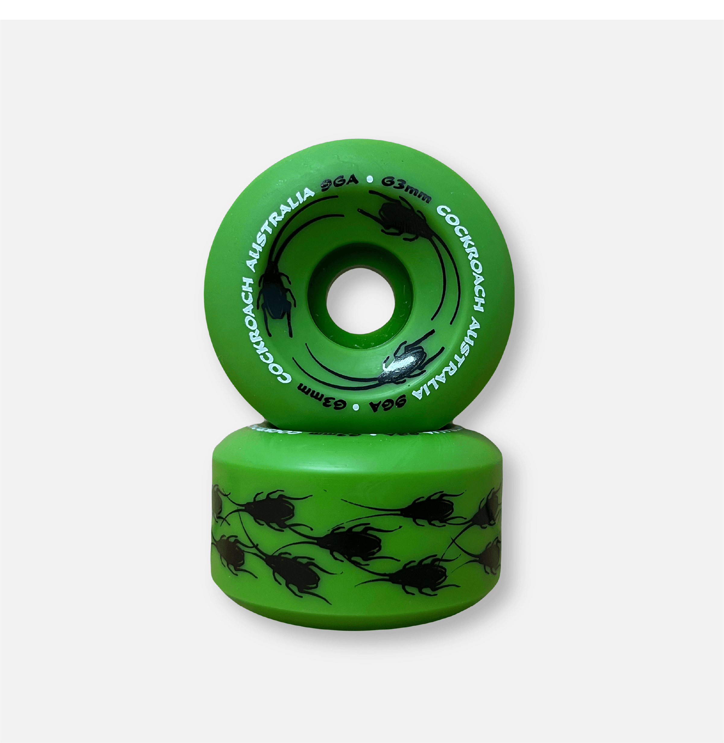 COCKROACH ORIGINAL GREEN 63mm 96A SKATEBOARD WHEELS - One Revolver Surfboards