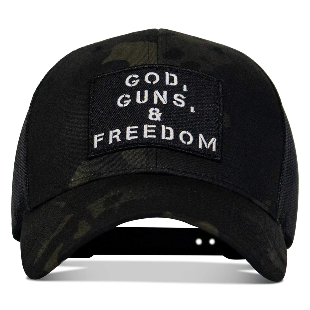 God, Guns, And Freedom Patch Mid-Profile Mesh Snapback Hat