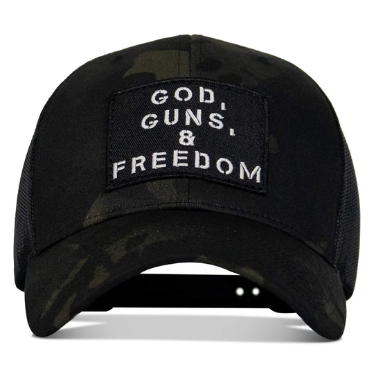 God, Guns, And Freedom Patch Mid-Profile Mesh Snapback Hat