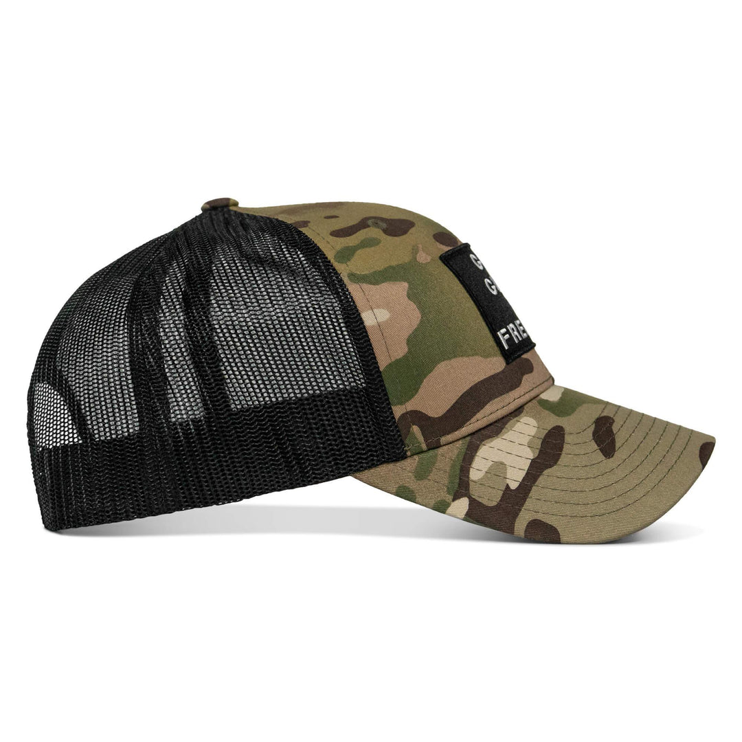 One Revolver Surfboards - God, Guns, And Freedom Patch Mid-Profile Mesh Snapback Hat HEADWEAR