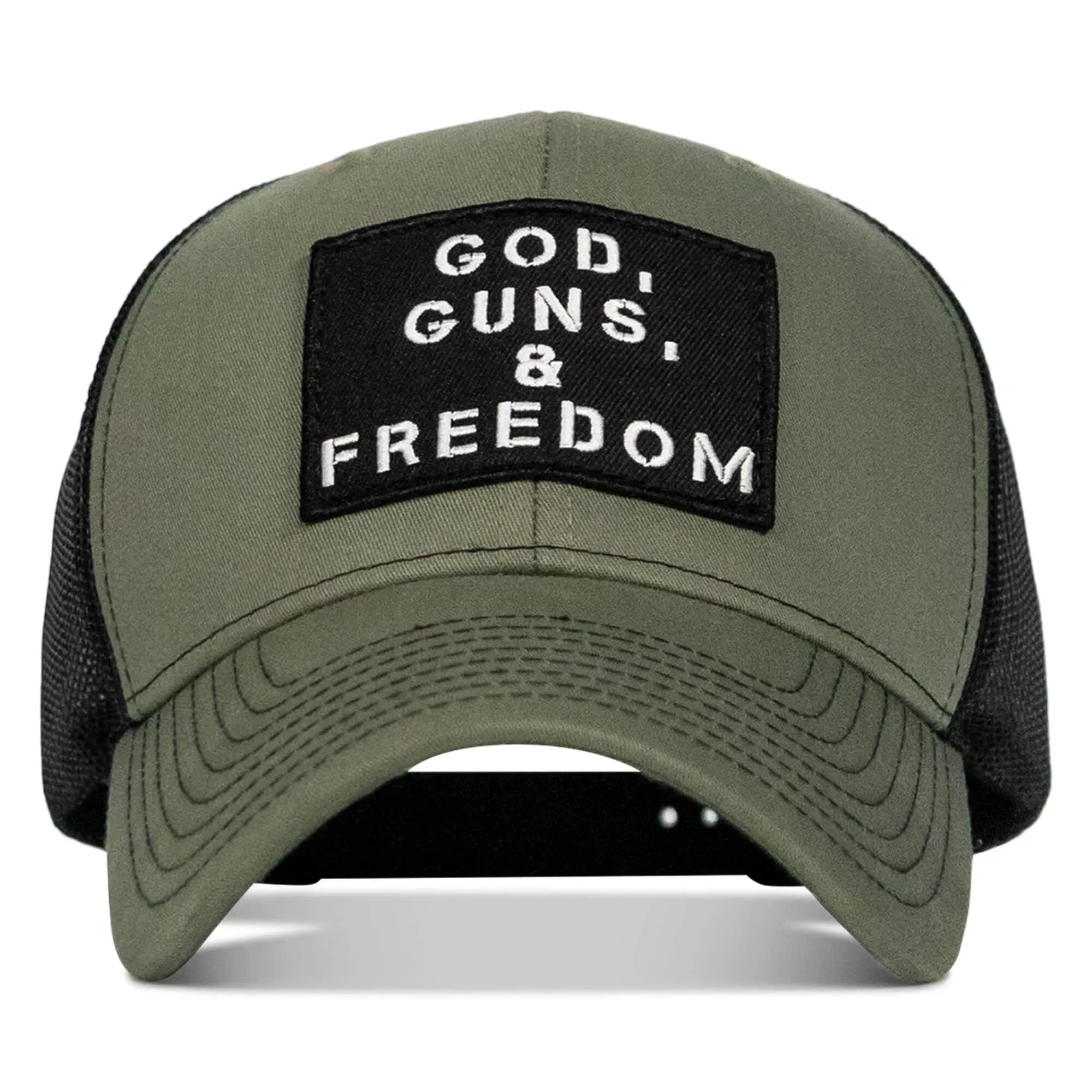 One Revolver Surfboards - God, Guns, And Freedom Patch Mid-Profile Mesh Snapback Hat HEADWEAR