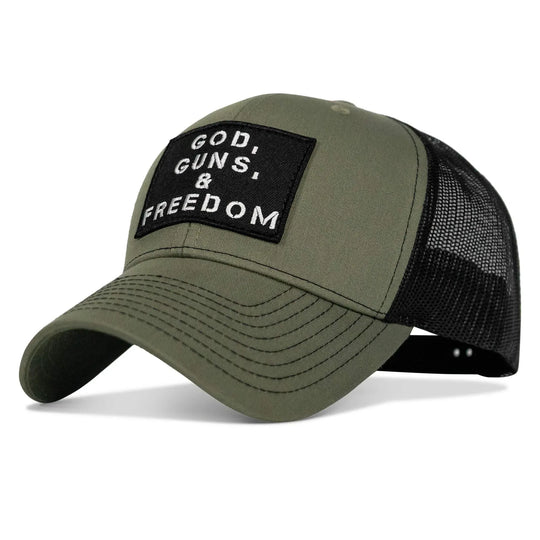 One Revolver Surfboards - God, Guns, And Freedom Patch Mid-Profile Mesh Snapback Hat HEADWEAR