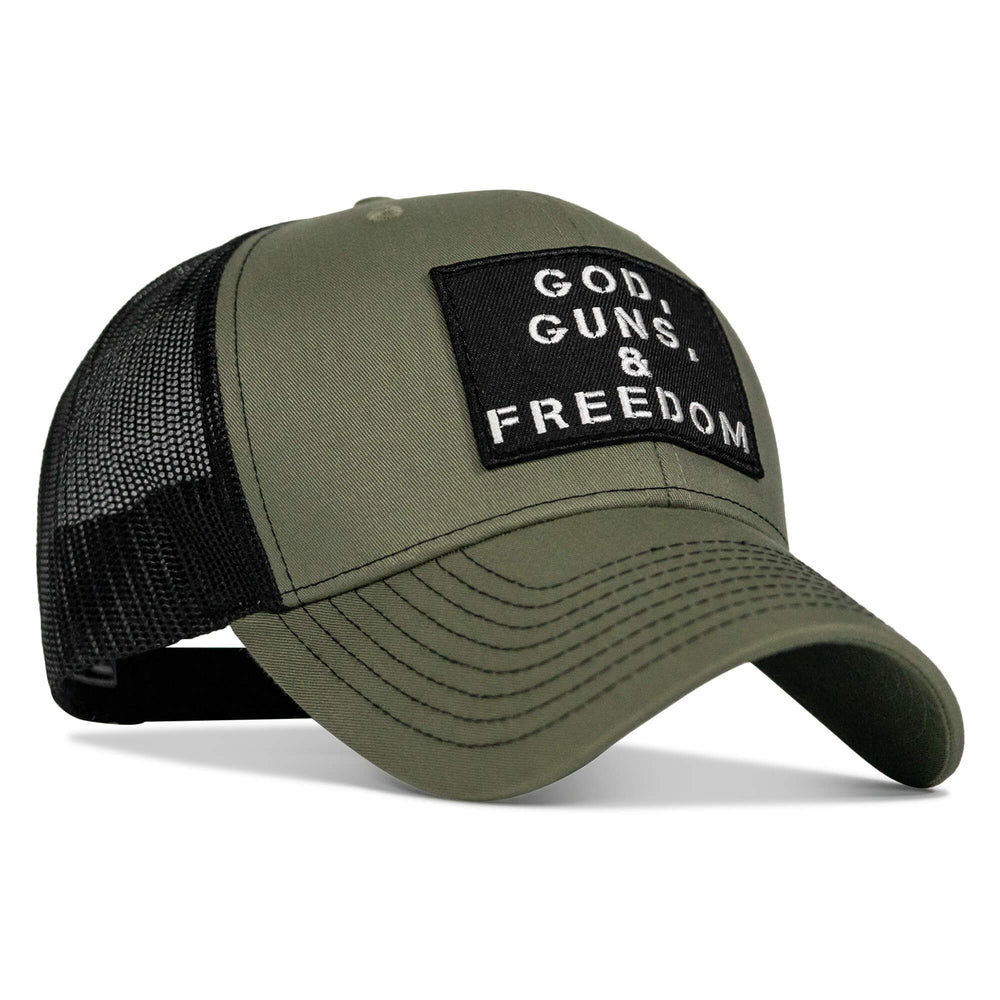 God, Guns, And Freedom Patch Mid-Profile Mesh Snapback Hat
