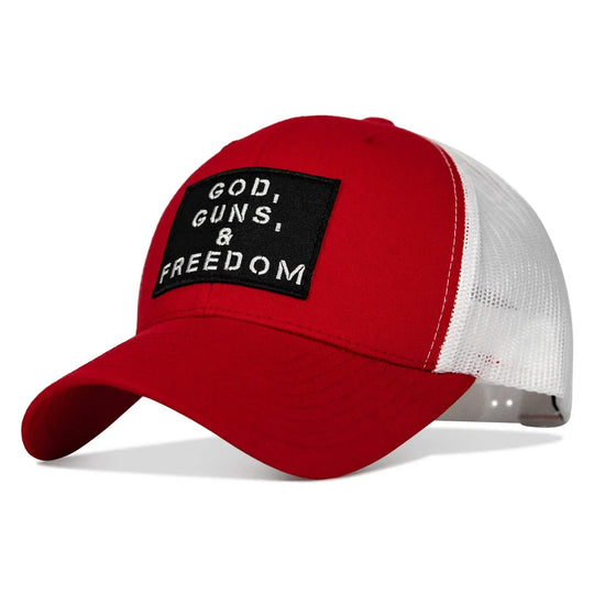 One Revolver Surfboards - God, Guns, And Freedom Patch Mid-Profile Mesh Snapback Hat HEADWEAR