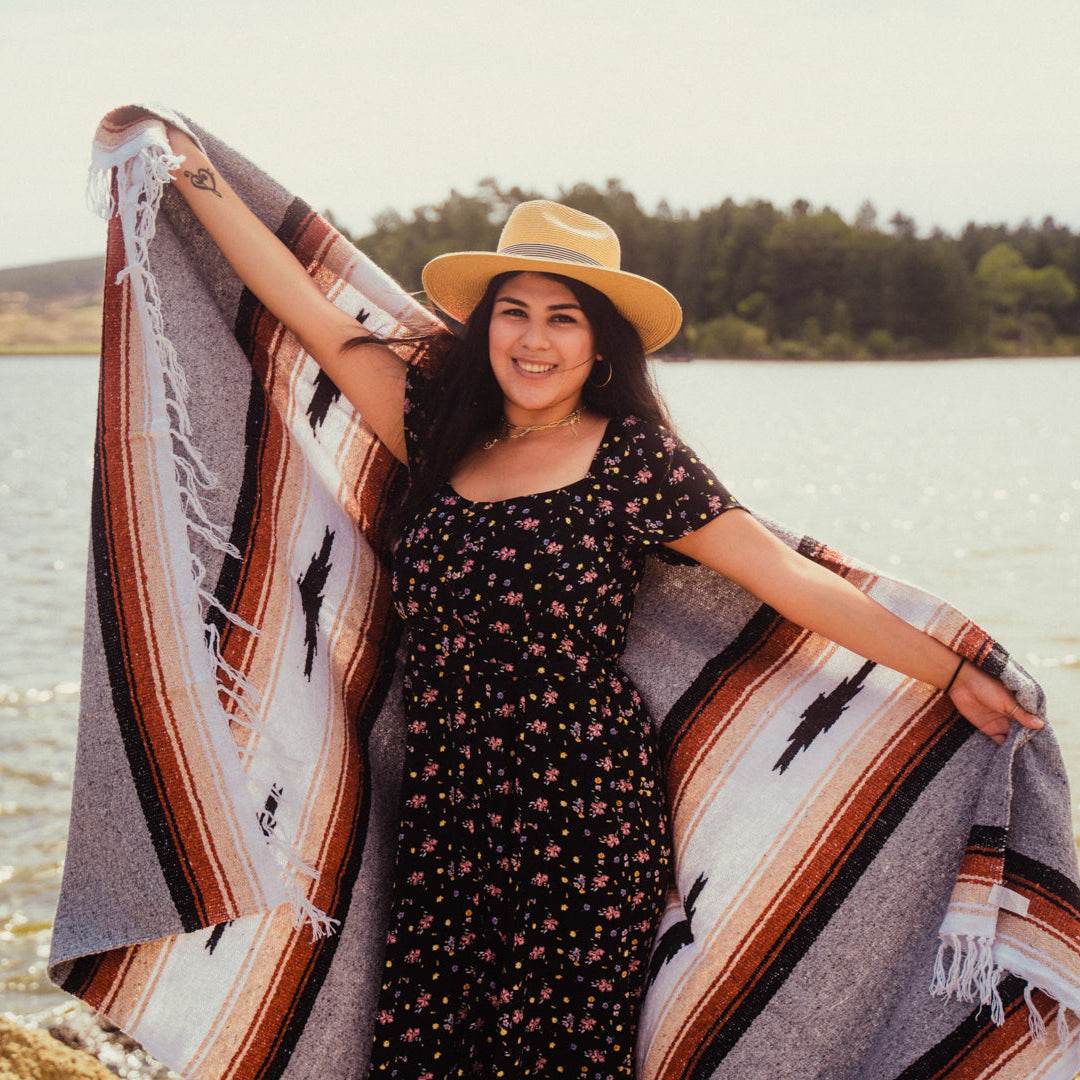 Grey Baja Mexican Diamond Yoga Blanket - One Revolver Surfboards