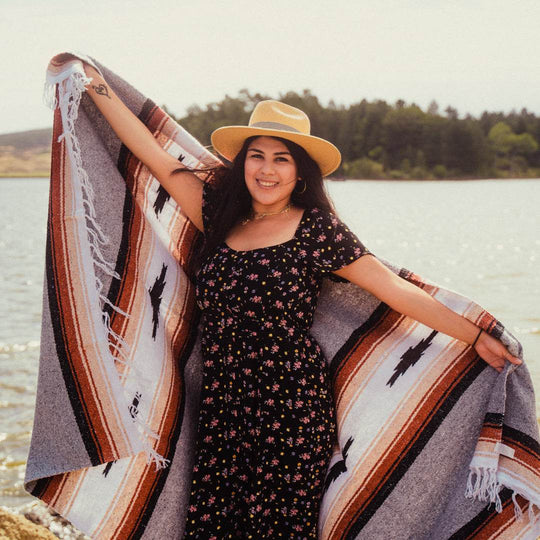 Grey Baja Mexican Diamond Yoga Blanket - One Revolver Surfboards