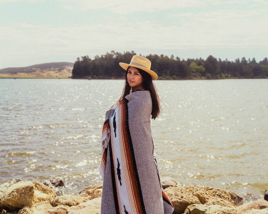 Grey Baja Mexican Diamond Yoga Blanket - One Revolver Surfboards