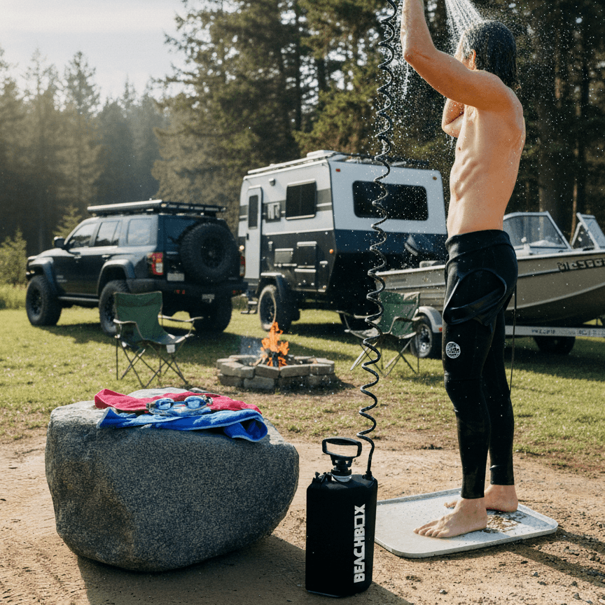 One Revolver Surfboards - BeachBox Portable Camping Shower Tank - Black