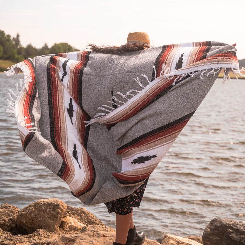 Grey Baja Mexican Diamond Yoga Blanket - One Revolver Surfboards