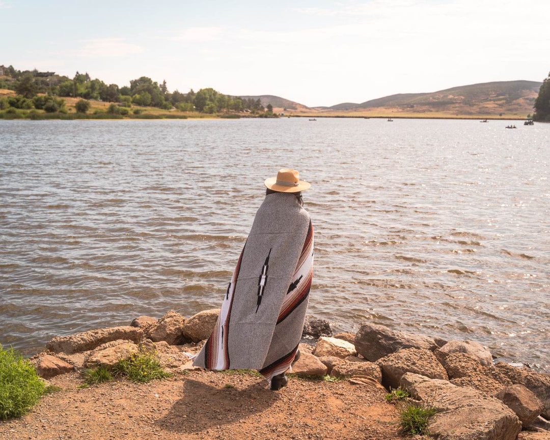 Grey Baja Mexican Diamond Yoga Blanket - One Revolver Surfboards
