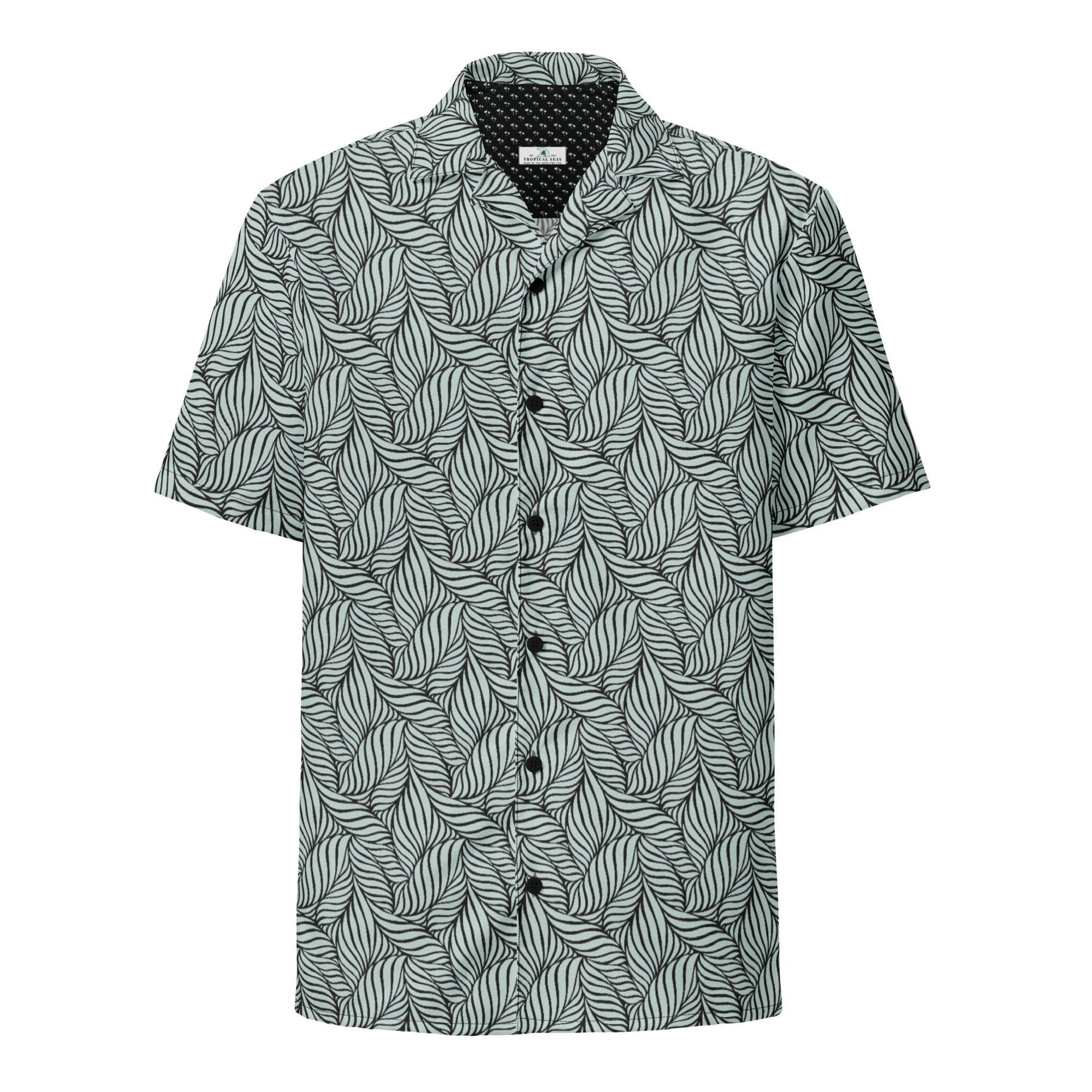 Grey Palm Button Down Hawaiian Shirt - One Revolver Surfboards