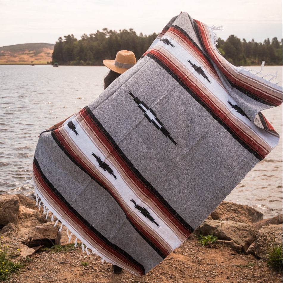 Grey Baja Mexican Diamond Yoga Blanket - One Revolver Surfboards