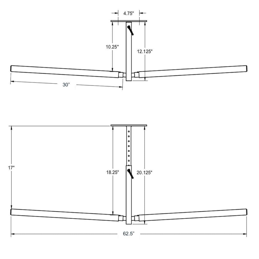 Hi-Port 2 Surfboard Adjustable Ceiling Storage Rack | Double | Holds 150 lbs - One Revolver Surfboards