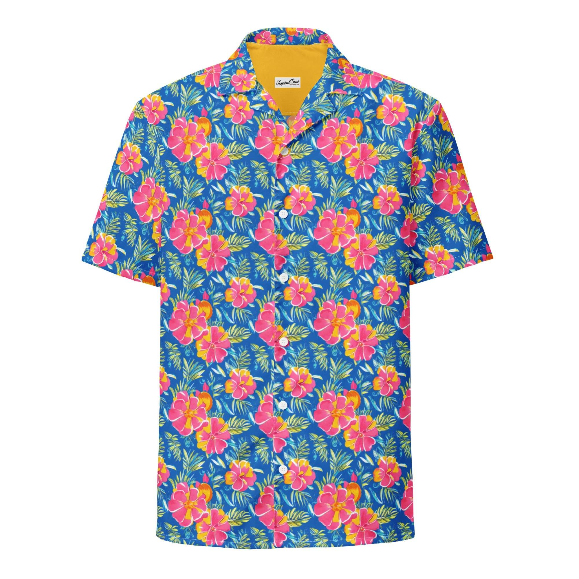 Hibiscus Lagoon Button Down Hawaiian Shirt - One Revolver Surfboards