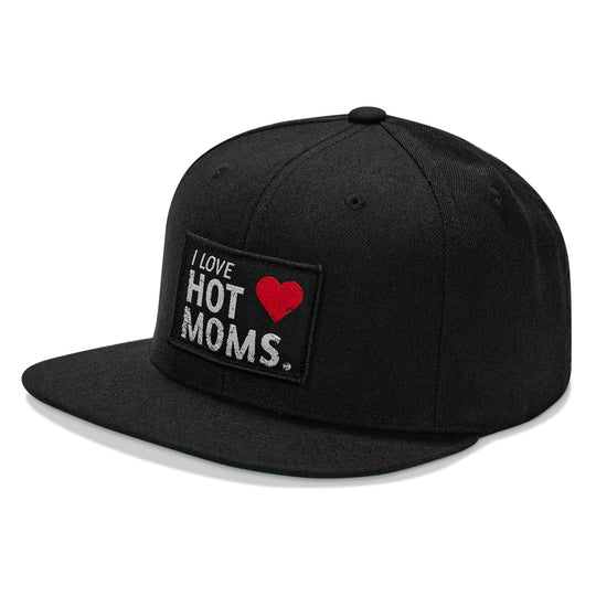 I Love Hot Moms Patch Flatbill Snapback Hat