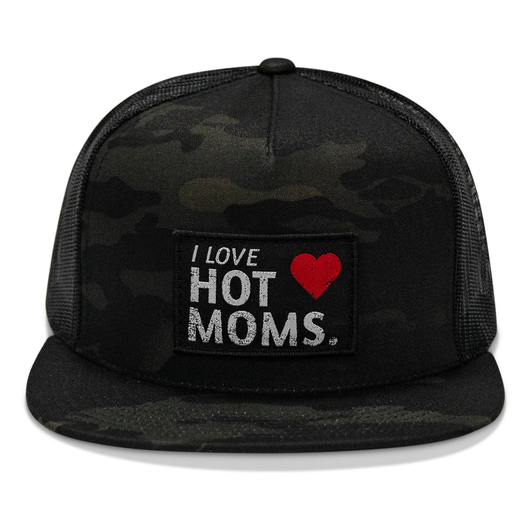 I Love Hot Moms Patch Flatbill Snapback Hat