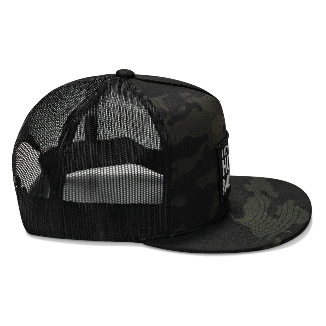 I Love Hot Moms Patch Flatbill Snapback Hat
