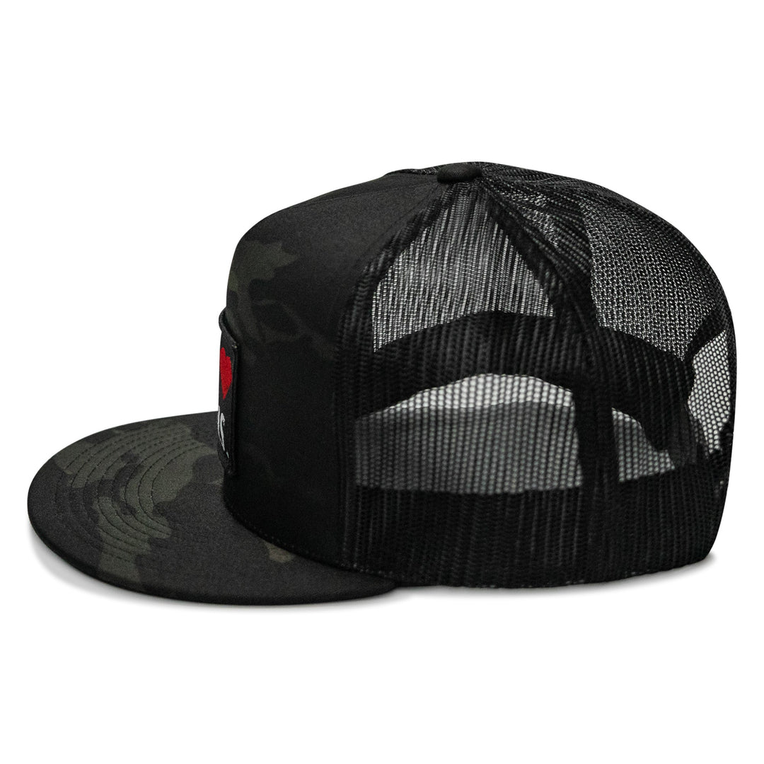 I Love Hot Moms Patch Flatbill Snapback Hat