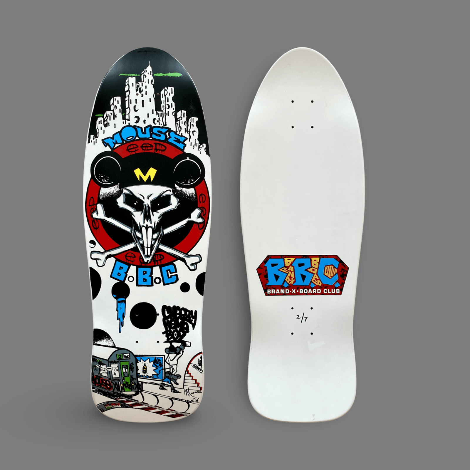 BBC Jamie Mosberg Mouse Skull 10.3”x31” HAND-PAINTED, LIMITED EDITION & AUTOGRAPHED (1 of 7) - One Revolver Surfboards