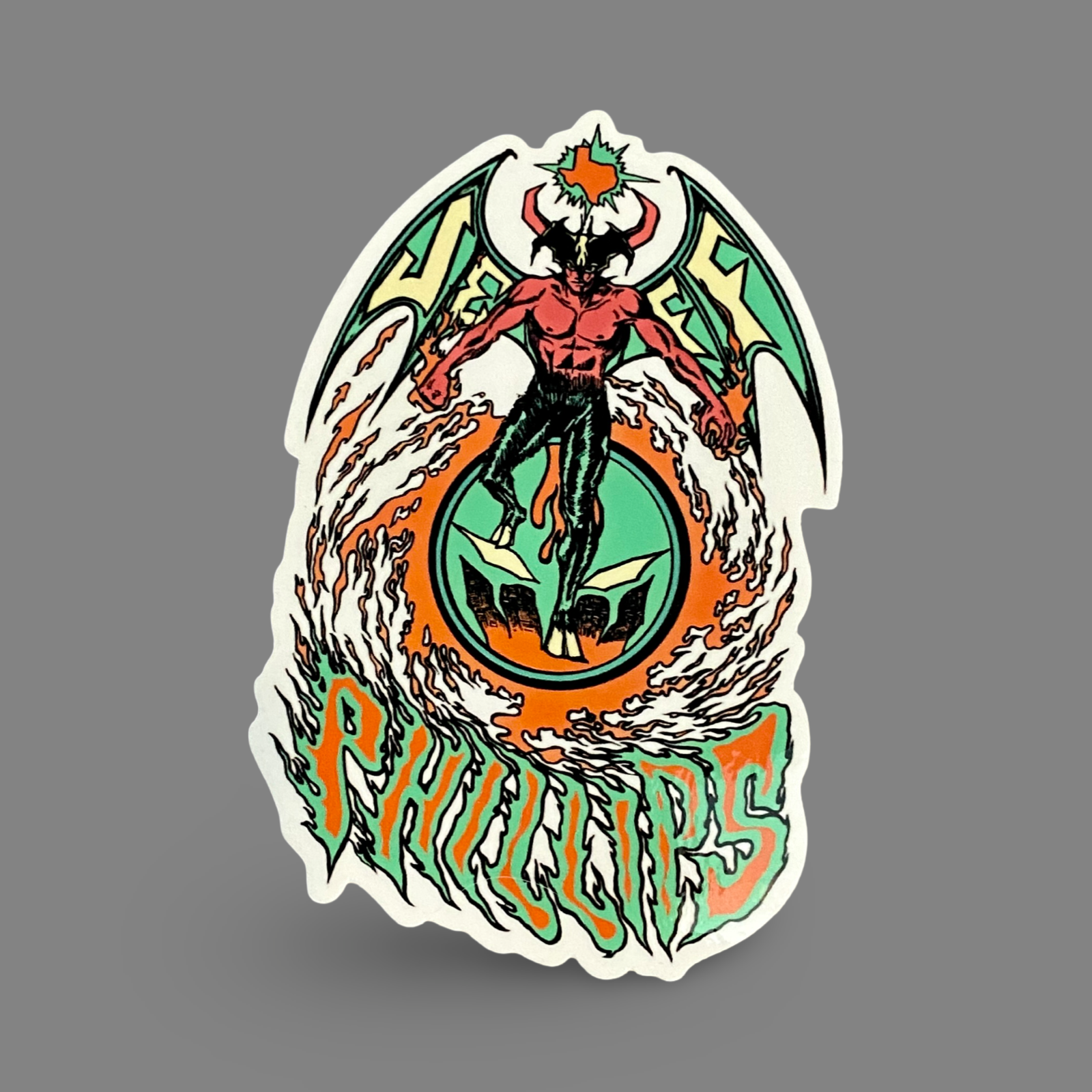 Jeff Phillips Devil Man Sticker 3.7" - One Revolver Surfboards