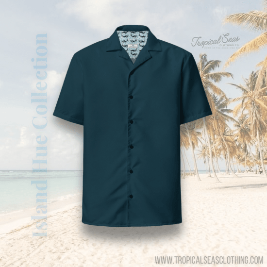 Labelless Dark Seas Blue Button Down Camp Shirt - One Revolver Surfboards