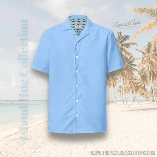 Labelless Island Sky Blue Button Down Camp Shirt - One Revolver Surfboards