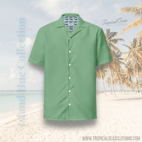 Labelless Palm Green Button Down Camp Shirt - One Revolver Surfboards