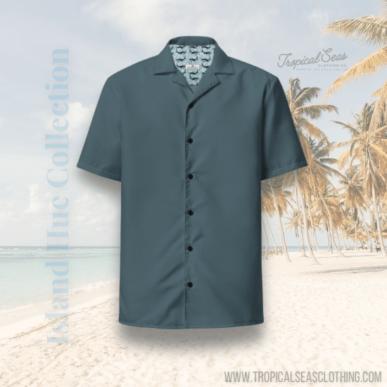 Labelless Stormy Squall Blue Button Down Camp Shirt - One Revolver Surfboards