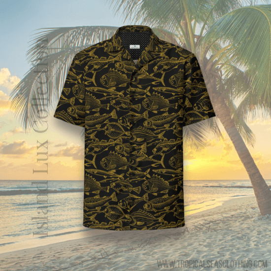 Sea of Gold Riches Button Down Hawaiian Shirt - Casual Beach Shirts - One Revolver Surfboards