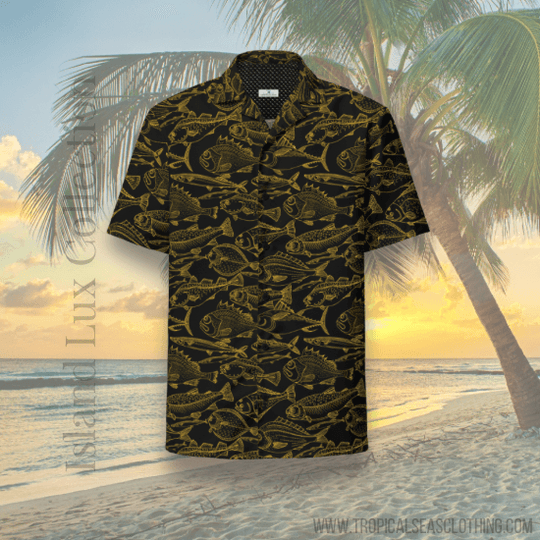 Sea of Gold Riches Button Down Hawaiian Shirt - Casual Beach Shirts - One Revolver Surfboards