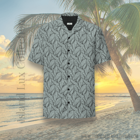 Grey Palm Button Down Hawaiian Shirt - One Revolver Surfboards