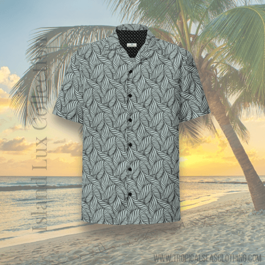 Grey Palm Button Down Hawaiian Shirt - One Revolver Surfboards