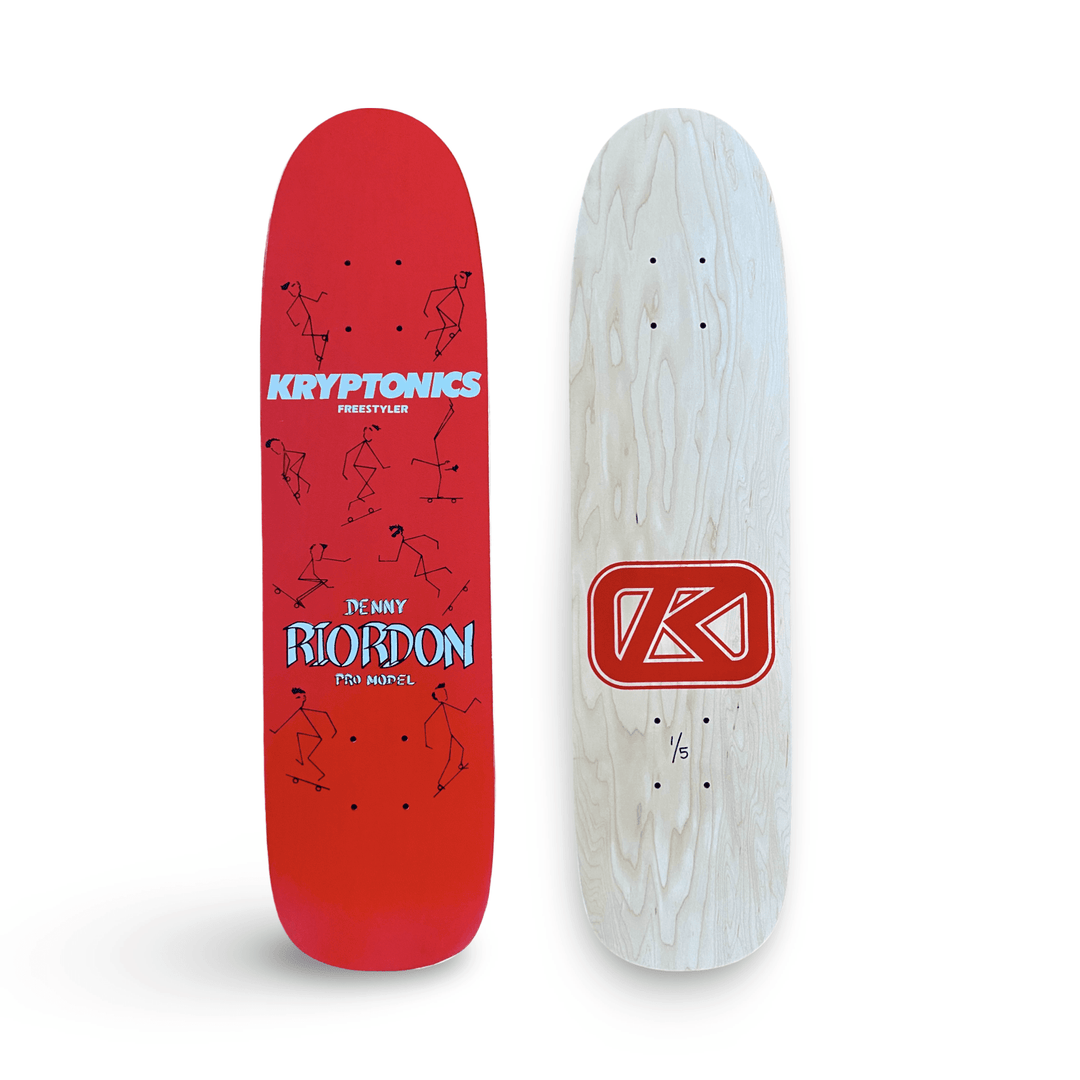 Denny Riordon Stick Man FREESTYLE Limited Edition Deck 7.3”x27.75” HAND PAINTED (1 of 5) - Skateboard Decks - One Revolver Surfboards