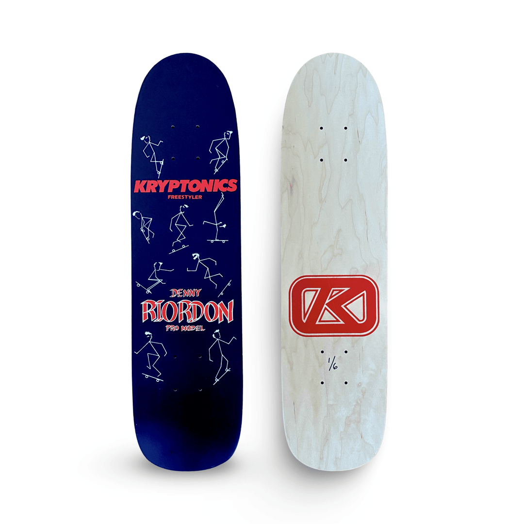 Denny Riordon Stick Man FREESTYLE Limited Edition Deck 7.3”x27.75” HAND PAINTED (1 of 6) - Skateboard Decks - One Revolver Surfboards