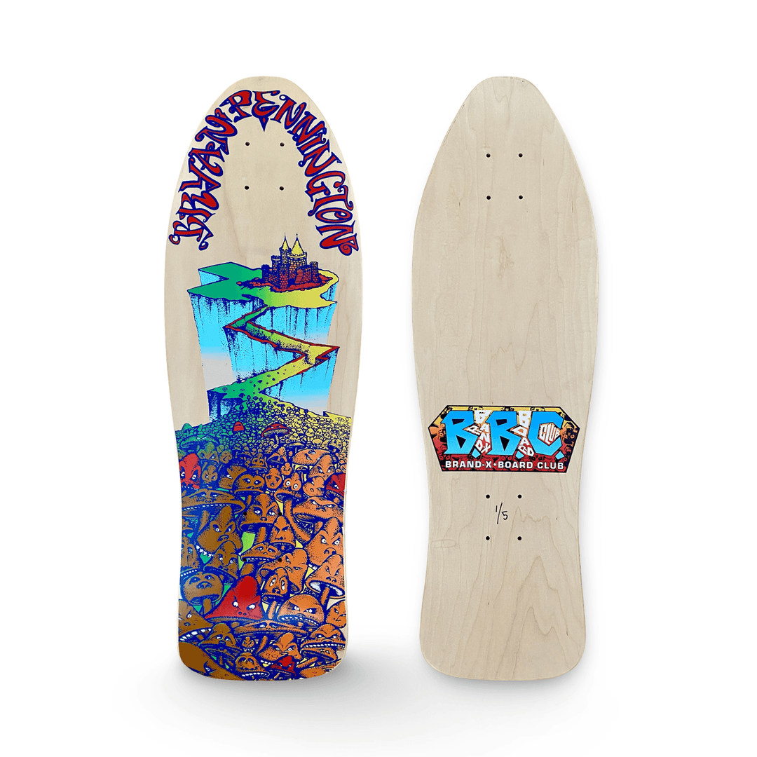 BBC Bryan Pennington Marching Mushrooms Deck 9.5”x30” HAND-PAINTED, LIMITED EDITION (1 of 5) - Skateboard Decks - One Revolver Surfboards