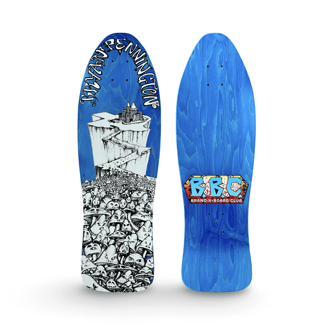 Bryan Pennington BBC Marching Mushrooms ONE OF A KIND Deck 9.5”x30” HAND-PAINTED (1 of 1) - Skateboard Decks - One Revolver Surfboards