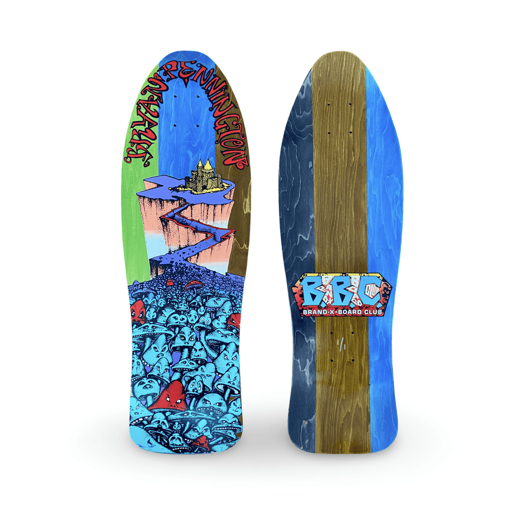 BBC Bryan Pennington Marching Mushrooms ONE OF A KIND Deck 9.5”x30” HAND-PAINTED (1 of 1) - Skateboard Decks - One Revolver Surfboards