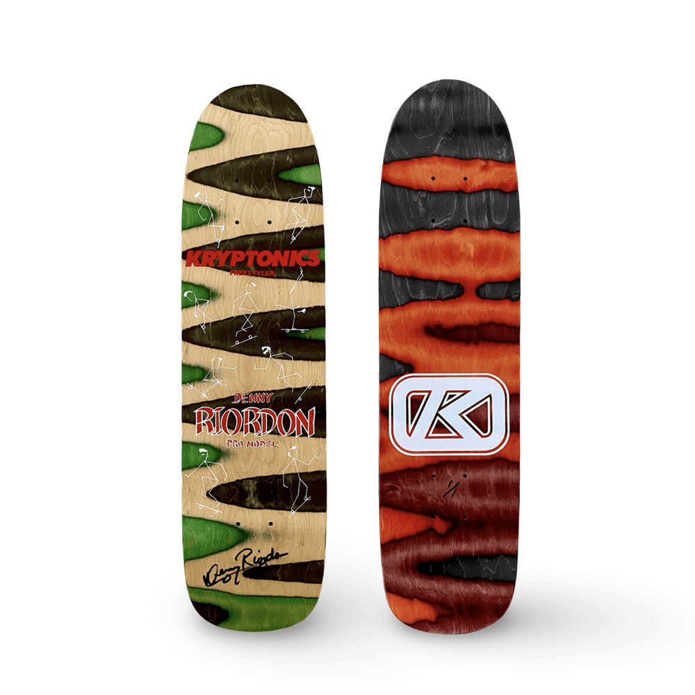 Denny Riordon Stick Man FREESTYLE ONE OF A KIND Deck 7.3” x 27.75” HAND PAINTED & AUTOGRAPHED (1 of 1) - One Revolver Surfboards