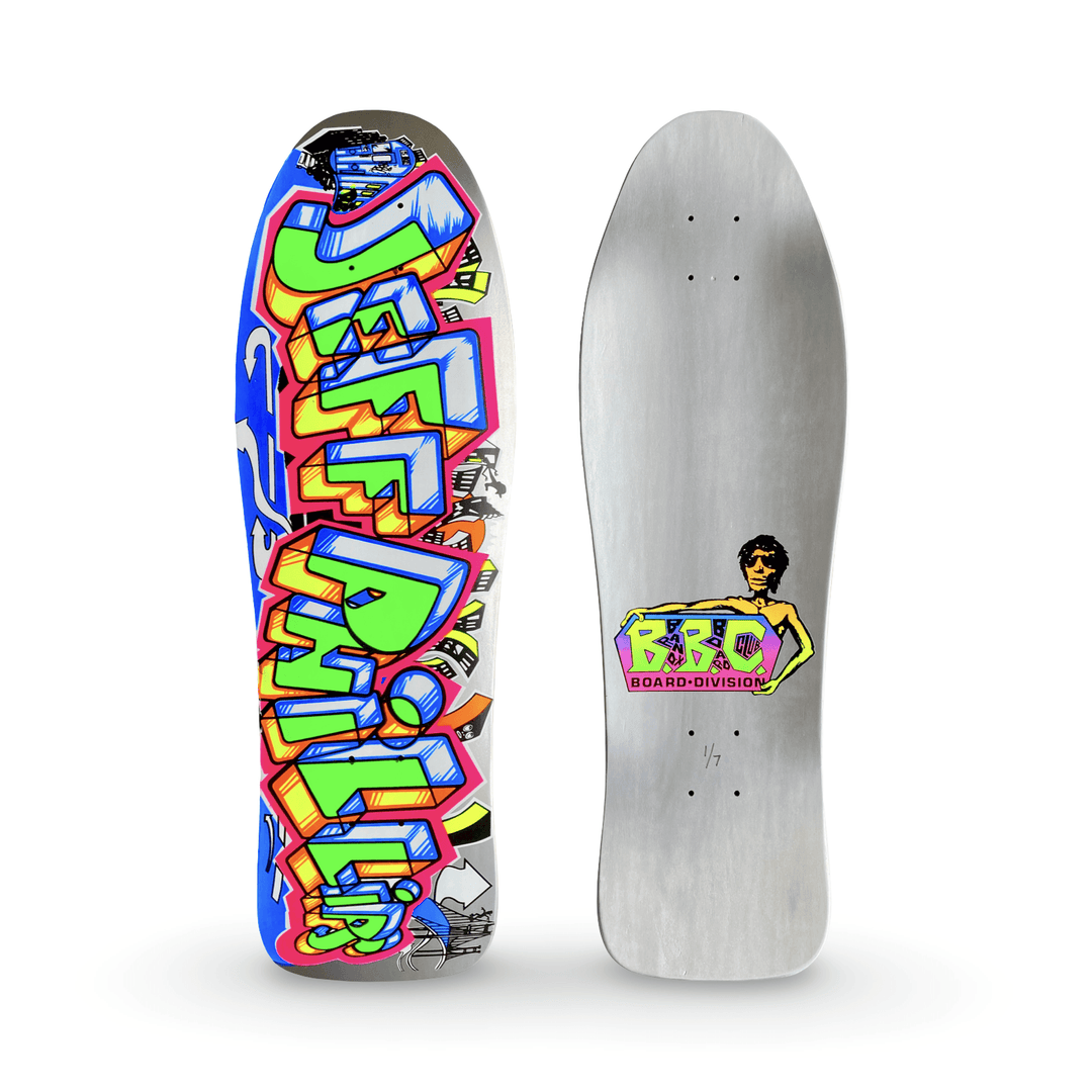 Jeff Phillips GRAFFITI Ultra Limited Edition, Metallic Silver HAND-PAINTED BBC Deck (1 of 7) - One Revolver Surfboards