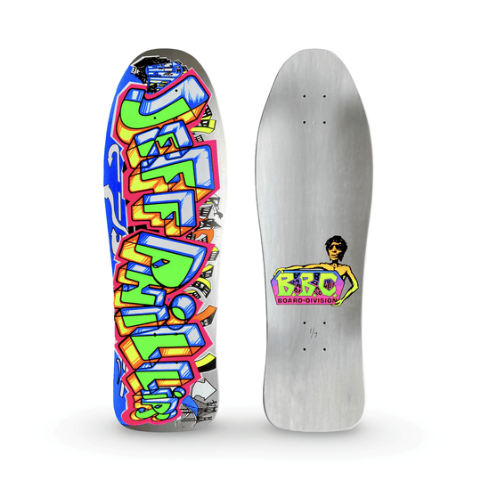 Jeff Phillips GRAFFITI Ultra Limited Edition, Metallic Silver HAND-PAINTED BBC Deck (1 of 7) - One Revolver Surfboards