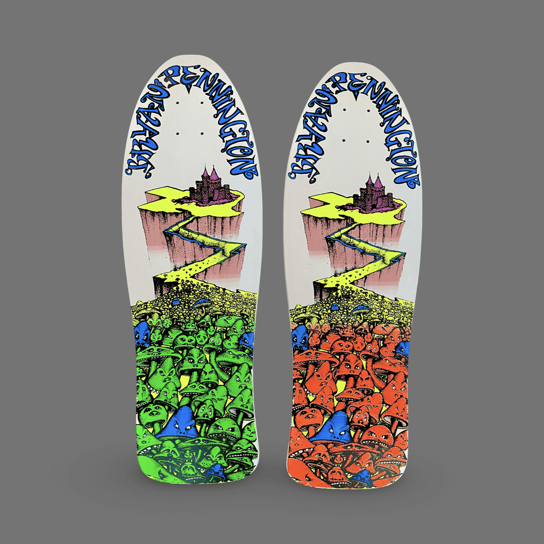 BBC Bryan Pennington Marching Mushrooms Deck 9.5”x30” HAND-PAINTED, LIMITED EDITION (1 of 5) - Skateboard Decks - One Revolver Surfboards