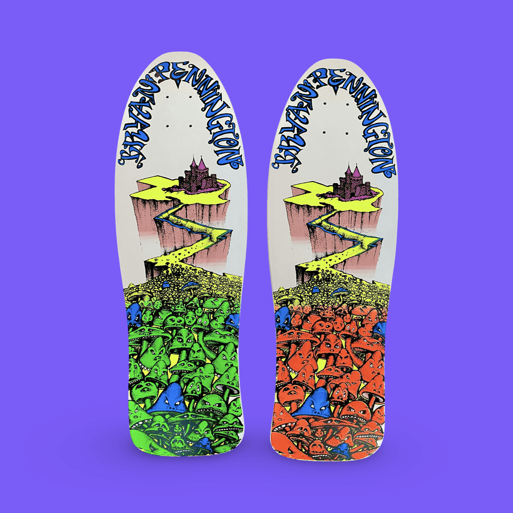 BBC Bryan Pennington Marching Mushrooms Deck 9.5”x30” HAND-PAINTED, LIMITED EDITION (1 of 5) - Skateboard Decks - One Revolver Surfboards