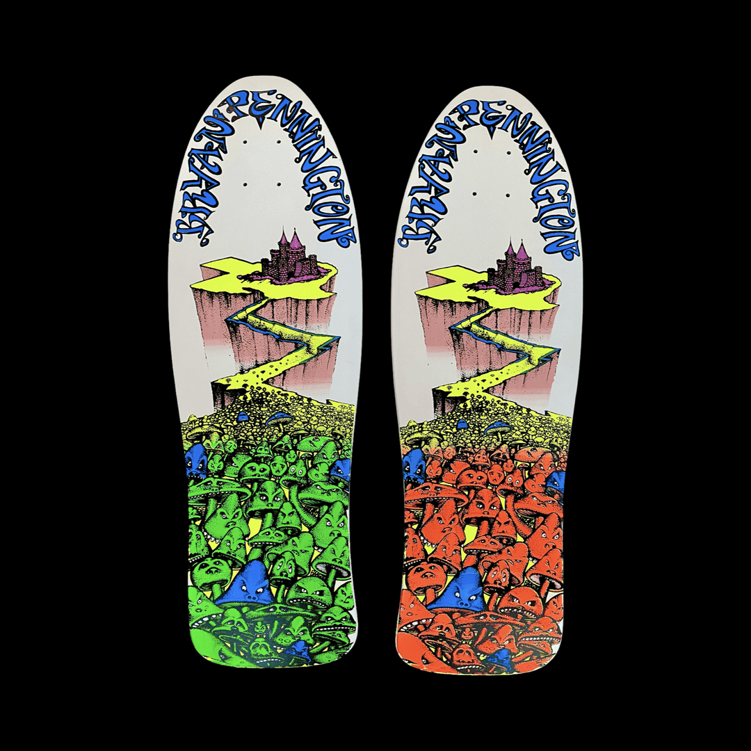 BBC Bryan Pennington Marching Mushrooms Deck 9.5”x30” HAND-PAINTED, LIMITED EDITION (1 of 5) - Skateboard Decks - One Revolver Surfboards