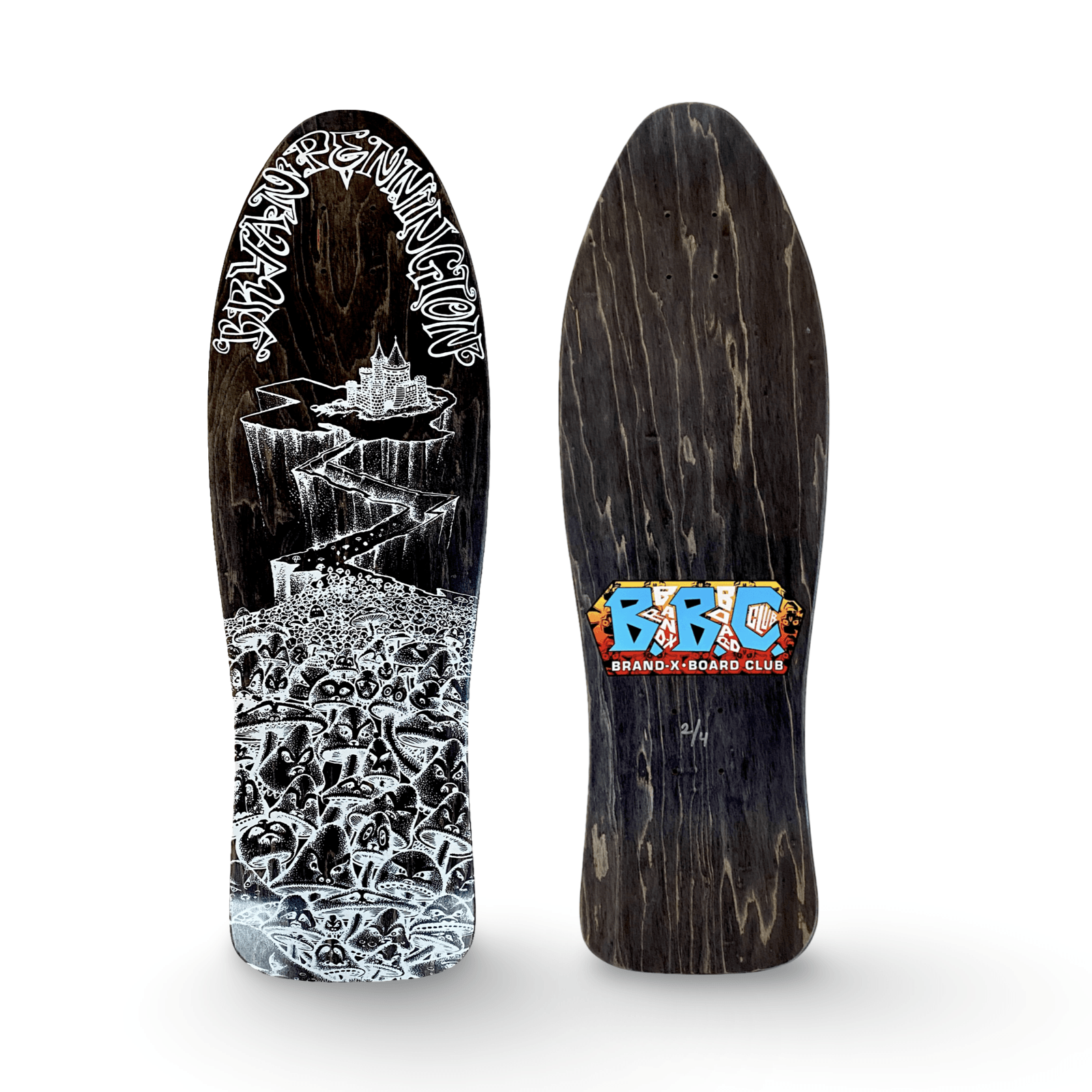 BBC Bryan Pennington Marching Mushrooms Deck 9.5”x30” HAND-PAINTED, LIMITED EDITION (1 of 4) - Skateboard Decks - One Revolver Surfboards