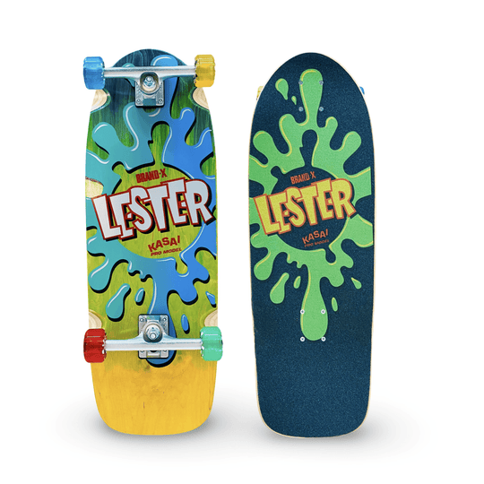 Lester Kasai 10”x30” Limited Edition, HAND PAINTED Complete Skateboard - One Revolver Surfboards
