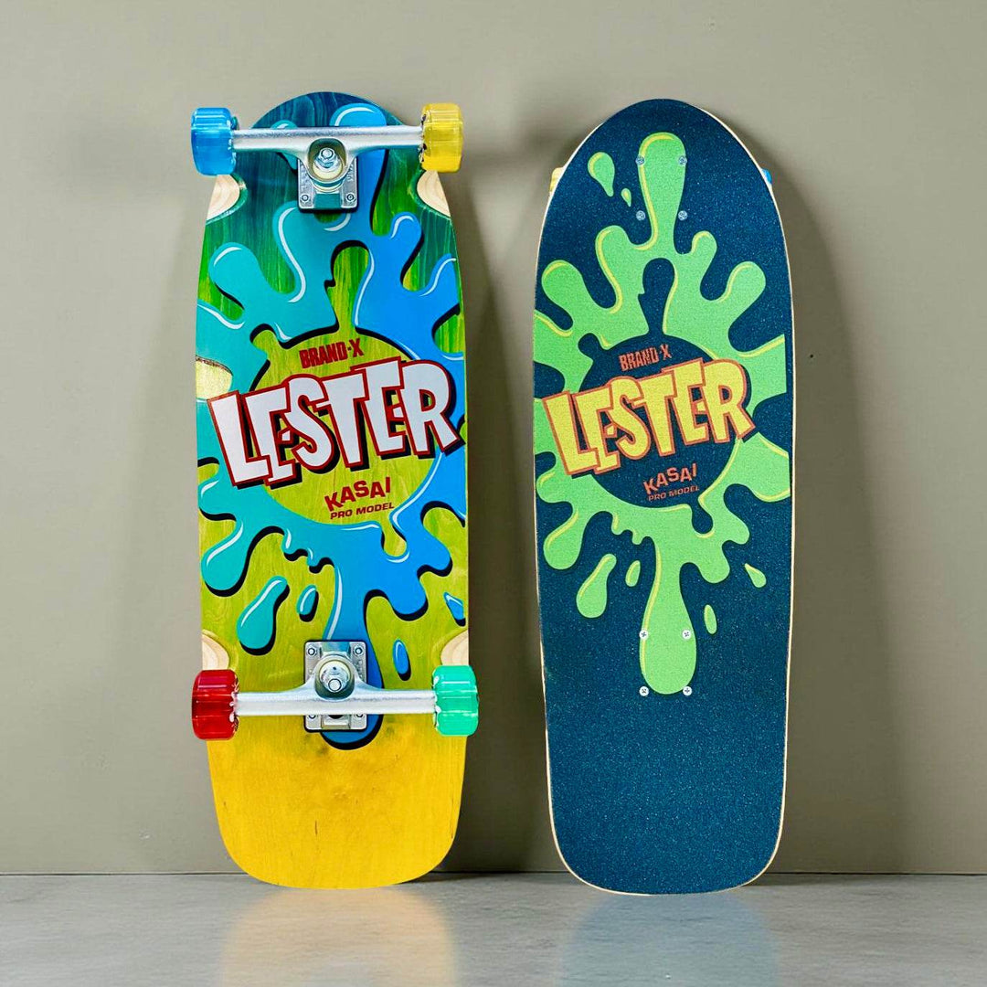 Lester Kasai 10”x30” Limited Edition, HAND PAINTED Complete Skateboard - One Revolver Surfboards